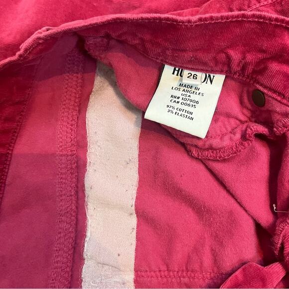 HUDSON Burgundy Berry Velvet Skinny Pants 26 Stretch Soft Holiday Midrise - Picture 5 of 6